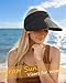 Senker Fashion Sun Hats Visor for Women, Straw Beach Hat Adjustable Wide Brim Ponytail Packable for Summer Travel UPF 50+ Black