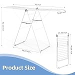 KINGBOARD Clothes Drying Rack Foldable, Metal Drying Rack Clothing with Height-Adjustable, Laundry Rack, Indoor Outdoor Use, No Assembly, 20.47"x 70"x 42.52", White - Image 2