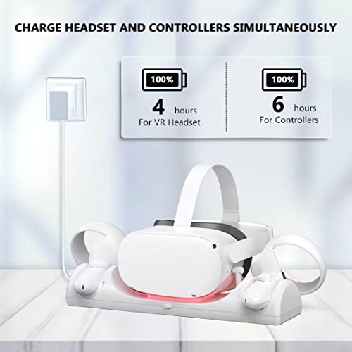 D.Gruoiza Vr Charging Station For Oculus/Meta Quest 2,Led Indicator Charging Dock Simultaneously Magnetic Charging Headset And Touch Controller thumb #2
