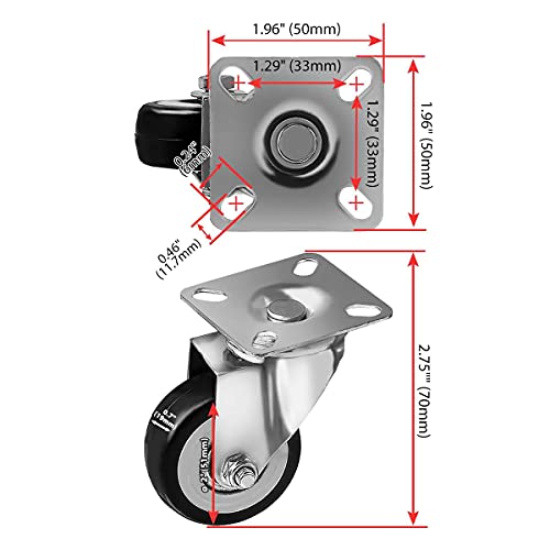 Online Best Service PG-LD 4 Pack Caster Wheels Swivel Plate Casters thumb #1
