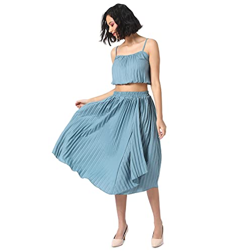 Image of Campus Sutra Women Solid Stylish Casual Co-Ord Set (Skirt &