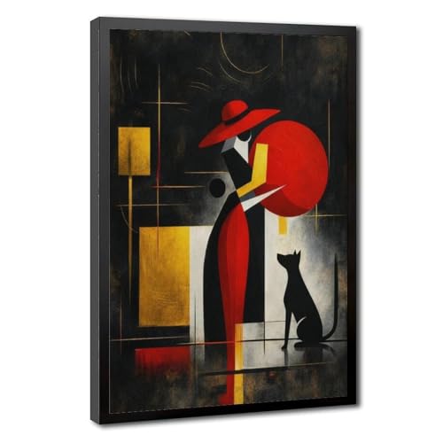 Toile Scarlet And Loyalty femme chat rouge pour sublimer votre salon moderne