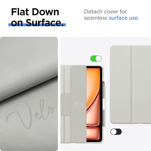 Image of Spigen for iPad Air 13 Inch Case M4(2026), iPad Air 13 Inch Cover M3 /M2 (2025-2024), Air Skin Pro, Full Cover Folio Case with Pencil Holder, Magnetic Flap - Gray