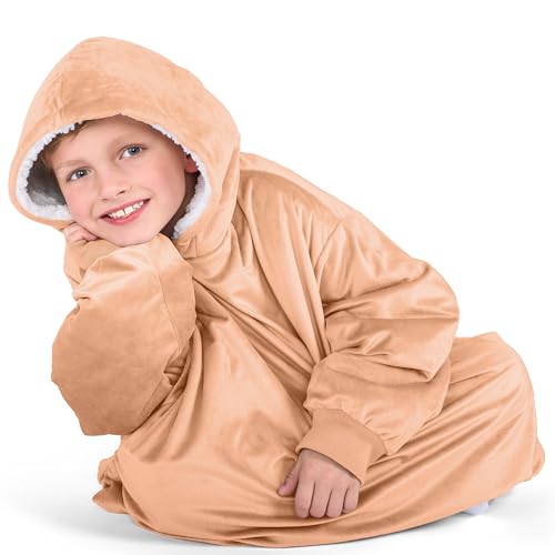 Image of Bare Home Wearable Blanket Hoodie - Soft Plush Sherpa - Warm and Cozy - Oversized Wearable Blanket