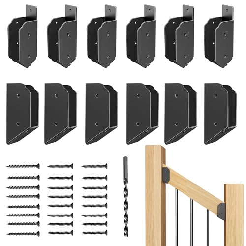 Image of 2 inchx4 inch (Actual 1.5 inchx3.5 inch) Deck Railing 35 Stair Connectors, Wood Post Deck Rail Bracket,Wood Post Deck Railing Bracket to Handrail,Fence Railing Brackets, Barn and Beam end (12, Angle 35)