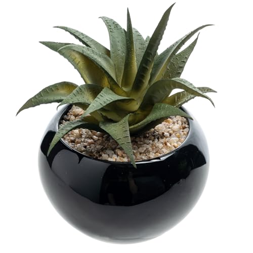 MyGift-Mini-Assorted-Artificial-Succulents-in-Round-Black-Ceramic-Pots-Mixed-Realistic-Indoor-House-Plants-Set-of-3