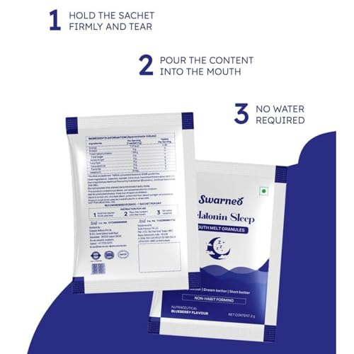 Image of Melatonin Sleep Granules 10mg, Non-Habit Forming Dietary Supplement, Mouth-Melt Granules for Nighttime Relaxation Blueberry Flavor, for Men & Women (Pack of 3)