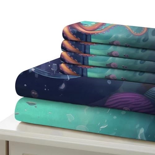 Parure de lit pieuvre super king 260x220cm en microfibre 3D - 7