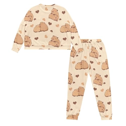 Image of Women's Pajamas Set Soft 2 Piece Loungewear Long Sleeve Pj Set Matching Sleepwear with Pockets for Women Plus Size