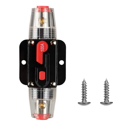 Image of 100 Amp Circuit Breaker Switch 100A Waterproof Fuse Inline Holder 3-15 AWG Resettable Fuse Manual Reset 12V-48V DC for Car Audio Sound Amplifier System RV Home Marine Boat Truck