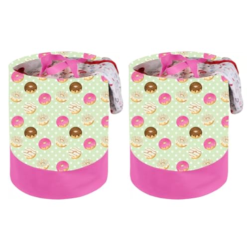 Image of PrettyKrafts 45 Ltr Folding Laundry Basket for Clothes, Freestanding Laundry Hamper, Collapsible Clothes Hamper with Handles, Round Storage Basket for Clothes,Bedroom,Bathroom, Set of 2,Yellow
