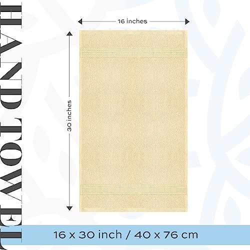 White Classic Luxury Beige Hand Towels - Soft 100% Turkish Cotton | Highly Absorbent Hotel spa Bathroom Towel Collection | 16x30 Inch | Set of 6