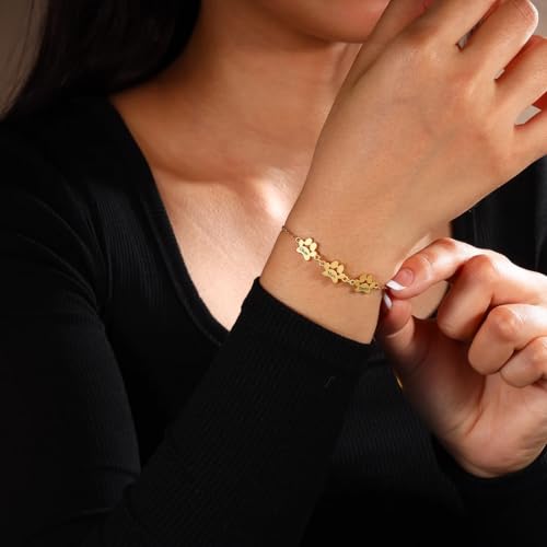 Personalized Pet Paw 1-5 Names Bracelet Adjustable Name Bracelet Dog Cat Paw Bracelet Memorial Jewelry Gift for Pet Lovers4