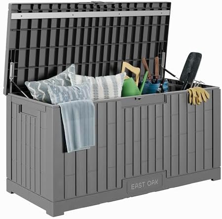 EAST OAK Outdoor Storage Box, 100 Gallon Deck Box, Waterproof Res...
