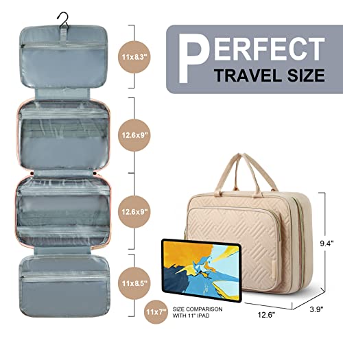 Woomada Toiletry Bag With Hanging Hook, Travel Toiletry Bag, Large Travel Makeup Bag Cosmetic Organizer For Brushes Set, Shampoo, Full Sized Container For Women(Black2) #TOP1