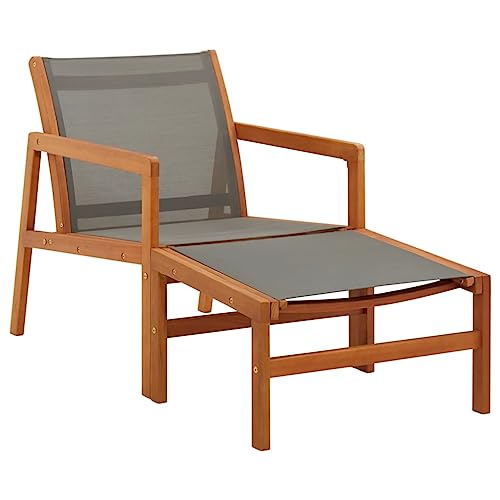 vidaXL Eucalyptus Chaise de Jardin et Repose-Pied Siège de Jardin Chaises d'Extérieur Fauteuil de Terrasse Patio Arrière-Cour Textilène
