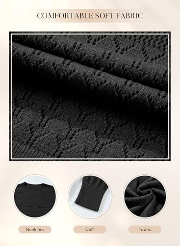 Image of SHEWIN Fall Sweaters for Women Casual Crewneck Long Sleeve Crochet Pullover Tops Sweater