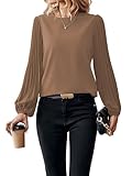 Samefar Plus Size Ladies Tops and Blouses Crewneck Long Sleeve Blouses for Women Business Casual Office Business Womens Work Tops 2025 Clothing Khaki XX-Large
