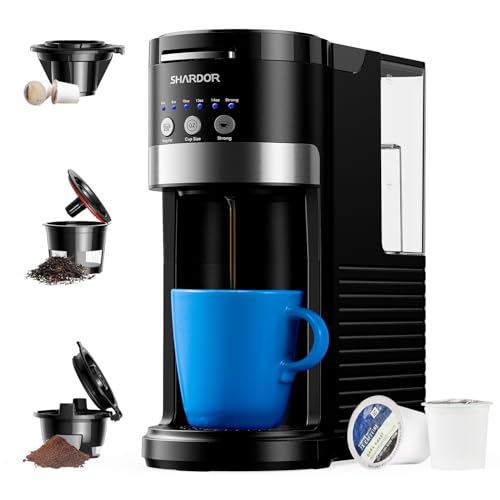 SHARDOR 3 in 1 Single Serve Coffee Maker, K Cup Pod Coffee Maker Compatible with Grounds & Teas, 6...