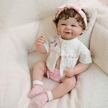 YIHANGG Reborn Babies Full Silicone Body Girl 48cm Toddler Doll Brown Hair Baby Dolls Realistic Open Eyes Christmas Birthday GiftsColorWhite