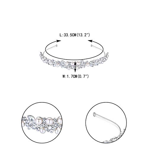 EVER FAITH® österreichischen Kristall elegant künstliche Perle Art Deco Braut Haarband Diadem Haarschmuck klar Silber-Ton