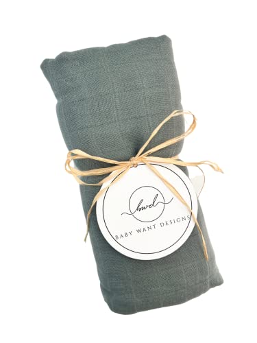 Image of Baby Want Designs Premium Bamboo Cotton Swaddle Blanket; Ultra-Soft & Eco-Friendly; Large 47 in, Machine Washable- Pewter