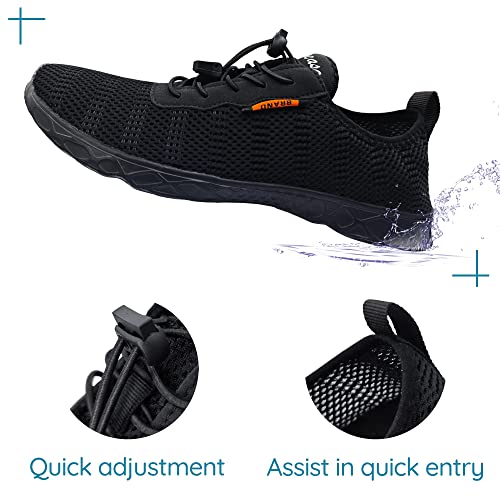 Whatseaso Water Shoes For Women Lightweight Quick Dry Aqua Barefoot Athletic Sports Shoes For Swimming Boating Surfing Running 8 Women/7 Men, Black #TOP1