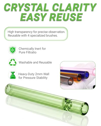 Image of 20 Pcs Borosilicate Glass Tubes 4 Inch (10 cm), Thick Glass Blowing Tubes, 2mm Wall Heat Resistant for Lab Experiments DIY Projects Industrial Use, Acid Alkali Resistant, Multicolor