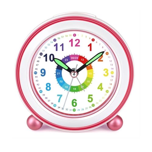 Ayybboo Despertador infantil sin tictac con repetición de alarma y luz nocturna, despertador infantil con pilas, despertador educativo para niños y niñas, reloj despertador analógico de cuarzo para