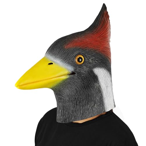 SULUBER Cute Bird Mask Halloween Costume Party Animal Mask Large Size Space 3-D Eyes Natural Latex Material ColorfulWoodpecker