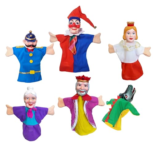 Handpuppen Sortiment Kasperlfiguren 6tlg m Krokodil 25cm