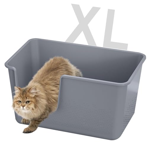 TAILRYTH jumbo litter box with 13 inch high sides and low front entry