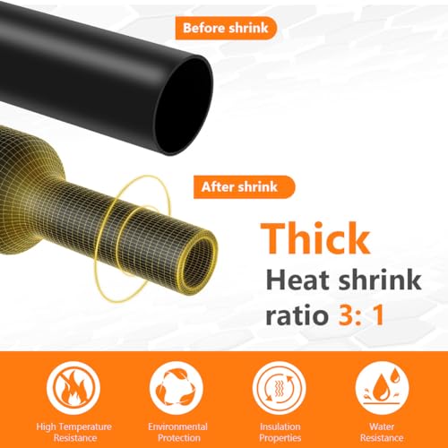 Adiwo Heat Shrink Tubing, 3:1 Black Heat Shrink Tube, Dia 30mm *1.5m Long Shrinkable Tube Cable Sleeve - Image 3