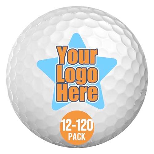 Yay! Personalized Gifts Custom Logo Golf Balls - Promotional Bulk Golf Balls For Weddings, Marketing, Business, Events And Tradeshows (12-144 Pack)