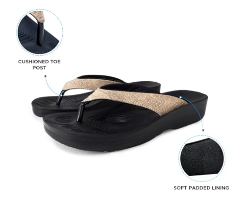 AEROTHOTIC Comfy Flip Flops for Women, Mellow Brown, Size 6