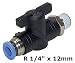 Produktbild Absperrhahn mit Steck- und Gewindeanschluss - konisch - Steckverbinder -Pneumatikverbinder - Push In ( R 1/4" x 12mm)