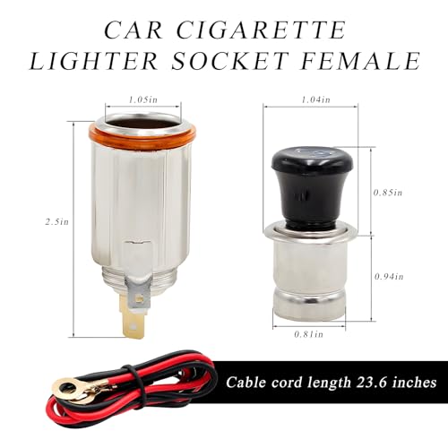 Image of Yourkar Car Cigarette Lighter, DC 12V Auto Cigarette Lighter Socket Plug Element, Cigarette Lighter with Cable for Most Cars, Trucks, Trailers, RVs, Boats (1PCS, Cigarette Lighter+Cable)