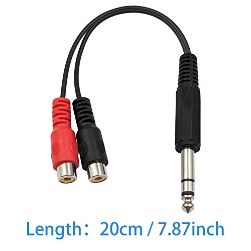 Poyiccot Rca To 1/4 Adapter, Rca Female To 1/4 '' Splitter Cable, 6.35Mm 1/4 Inch Trs Stereo Jack Male To 2 Rca Female Plug Y Splitter Adapter Cable, 6.35Mm To Rca Cable 20Cm/8Inch (6.35M-2Rcafm #TOP6