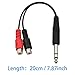 Poyiccot 6.35mm 1/4 inch TRS Stereo Jack Male to 2 RCA Female Plug Y Splitter Adapter Cable 20cm/8inch (635M-2RCAFM)