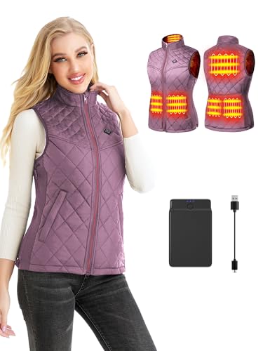 Kintiwe Heated Vest for Women,Heated Gilet with 12000mAh Battery Pack,Lightweight Thermal Body Warmer, Slim Fit Electric Rechargeable Heated Jacket option