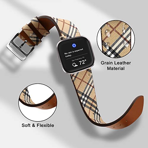 VEAQEE Pulseira de couro compatível com Fitbit Versa 2/Fitbit Versa/Versa Lite/Versa SE para mulhere