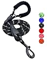 SLAH®? Strong Dog Leads 5FT Slip Lead with 1.2 mm Thickness, Soft Padded Anti Slip Handle, Dog Leashes Highly Reflective Threads Dog Leads for Large, Medium and Small Dogs (BLACK 5FT/1.2MM)