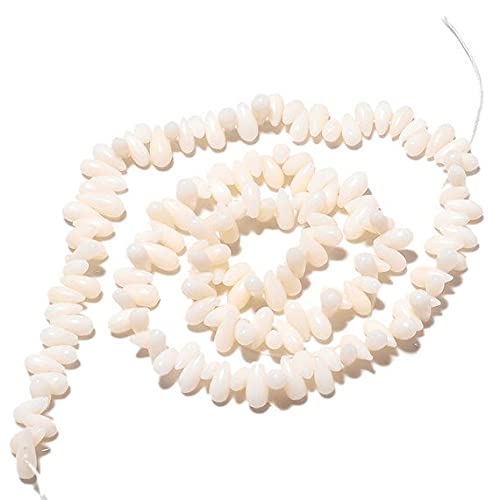 Perles en corail blanc LKBEADS 4x7mm pour réparer ou enfiler un collier sans défaut