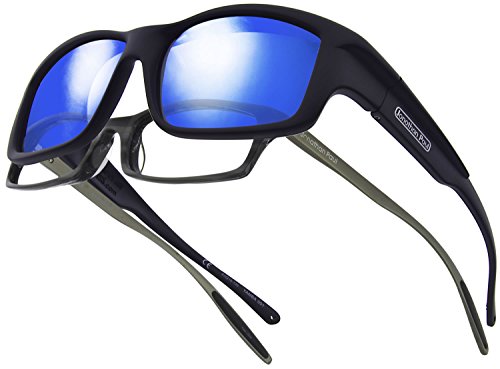 Image of Yamba JP Fitovers - Satin Black - Blue Mirror Lens (YM001BM)