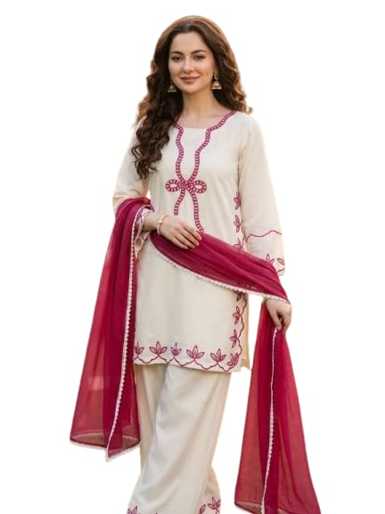 HTLT Fashion Pakistani Suit Set - White