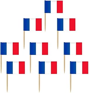 STOBOK 100Pcs France Flag Toothpicks French Flags Cupcake Toppers Cocktail Food Flag Sticks Small Mini Country Picks for Celebration Party Decoration