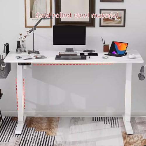 Bureau assis-debout réglable structure en I stable bicolore gris et blanc 80cm - 7