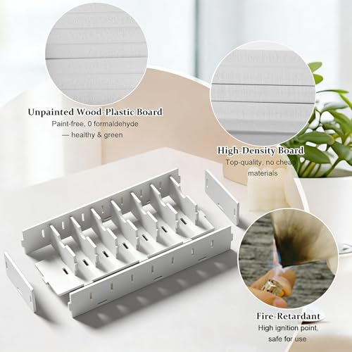 Qibivfo A7 Karteikarten Box aus Holz-Kunststoff-Verbund 36.3×12×6.4cm – Große Index Box mit 8 Fächern, Flexible Trennwände, Ideal für A7/A8 Karteikarten, Visitenkarten & Büroorganisation