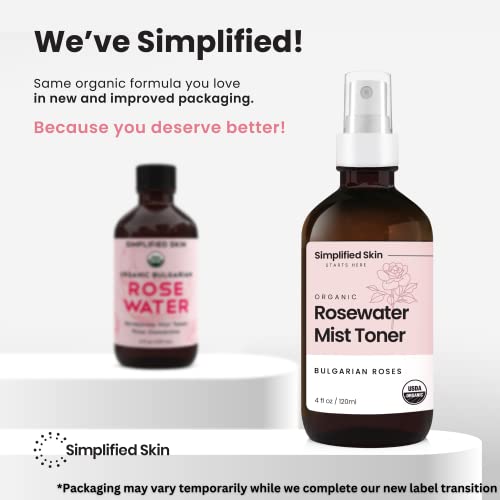 Simplified Skin 4142 Rose Water Spray For Face & Organic Rose Water For Hair - Usda Certified Rosewater Facial Toner - Alcohol-Free Makeup Setting Hydrating Face Mist thumb #7