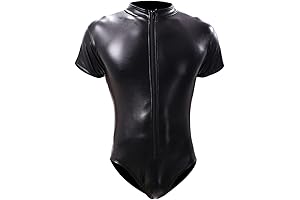 1 ONEFIT Zipper Faux Leather Short-sleeved Jumpsuit